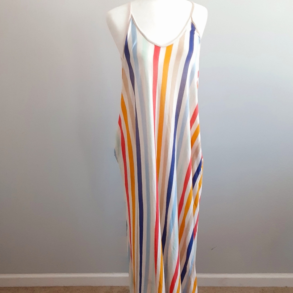 GOODTIME USA Rainbow Striped Maxi Dress w/ Pockets 1X